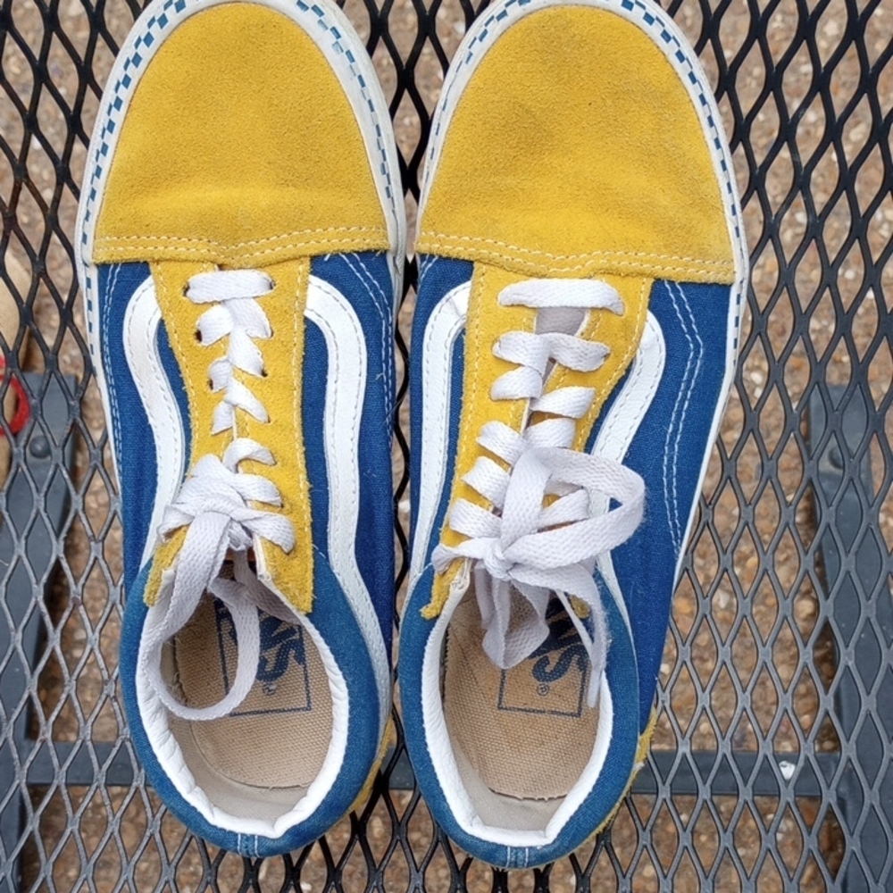 Vans Kids Blue and Yellow Sneakers / BIG GIRLS - Picture 2 of 5